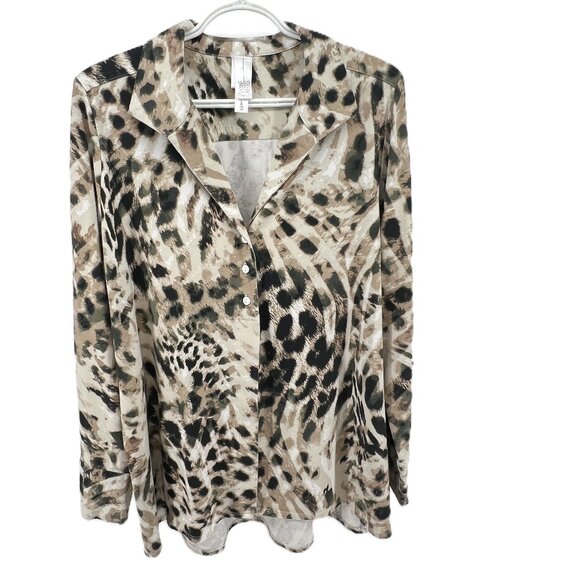 Wynne Layers Cotton Top  Size L 🐾 Timeless Animal Print Top - Picture 1 of 11